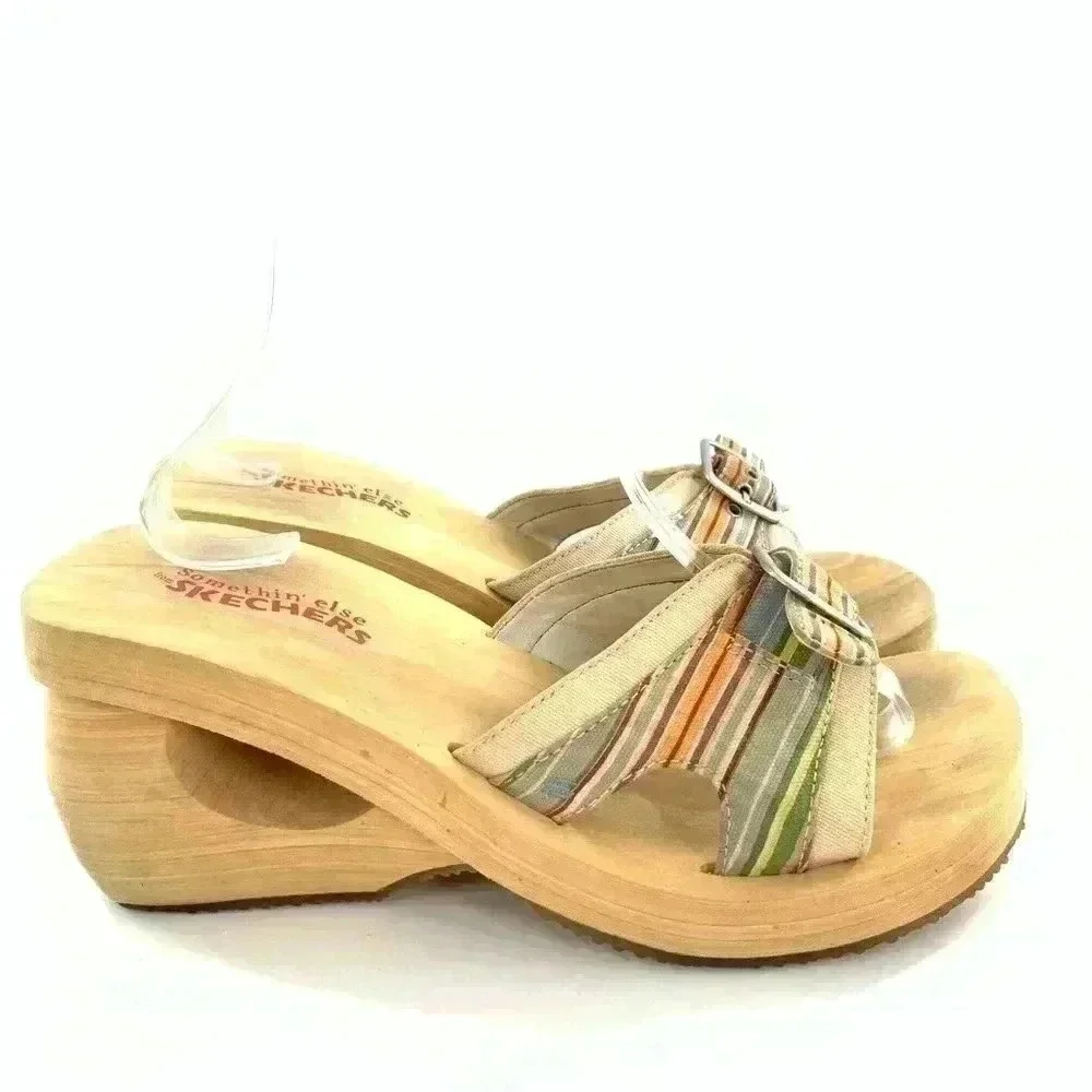 Something else from sketchers sandal 10 multicolored canvas foam vintage 90s y2k